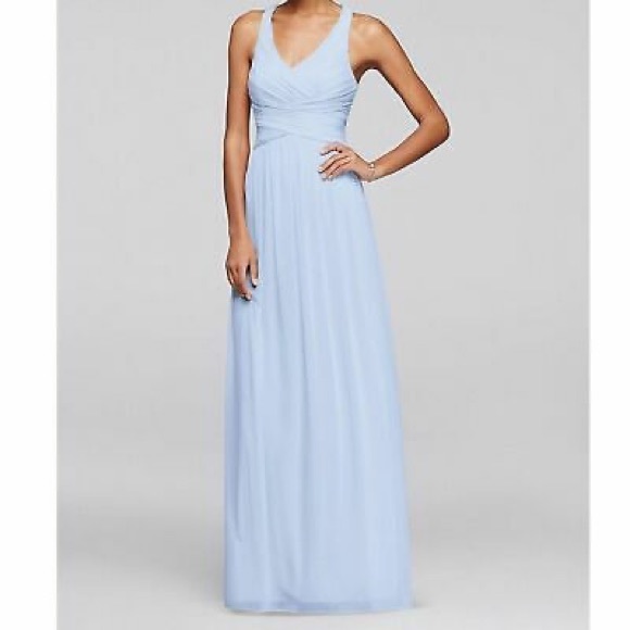David’s Bridal - Mesh Long Dress Cross Back - Picture 1 of 13